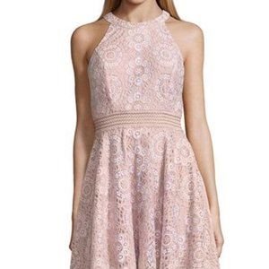 Women's Lace Flared City Triangles Dress (Pink, Size S)